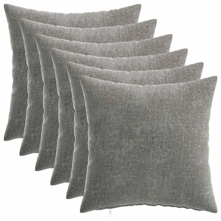 Housse de coussin 6 pcs HEERLEN Gris foncé 40 x 40 cm