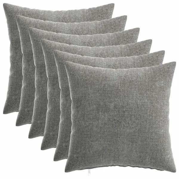 Housse de coussin 6 pcs HEERLEN Gris foncé 40 x 40 cm