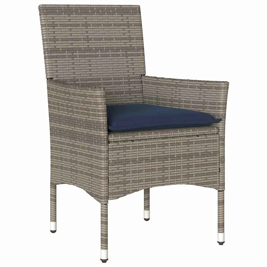 Ensemble table et chaises avec coussin 3 pcs Gris Rotin PE - 6