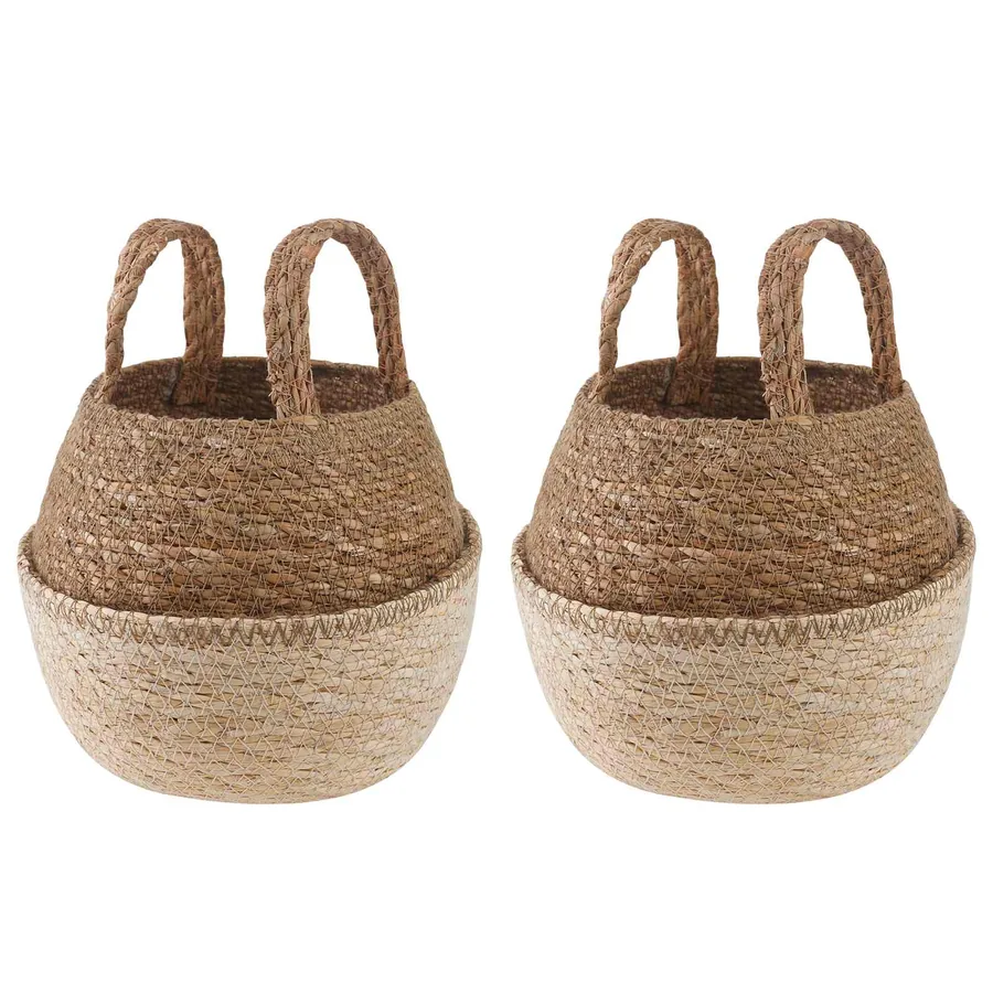 Pot de plante avec poignées 2 pcs Blanc Ø 22 x 20 cm