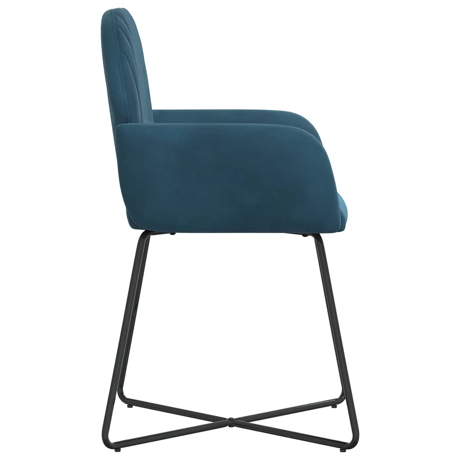 Chaises de salle à manger 4 pcs Velours Bleu 55 x 50 x 84 cm - 4