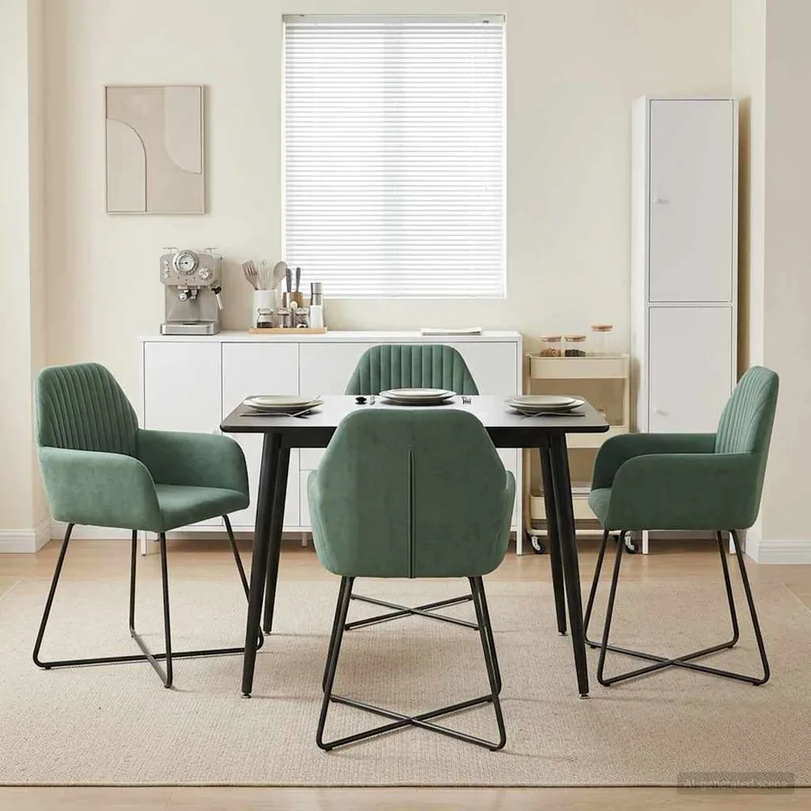 Chaises de salle à manger 4 pcs Velours Vert Mer