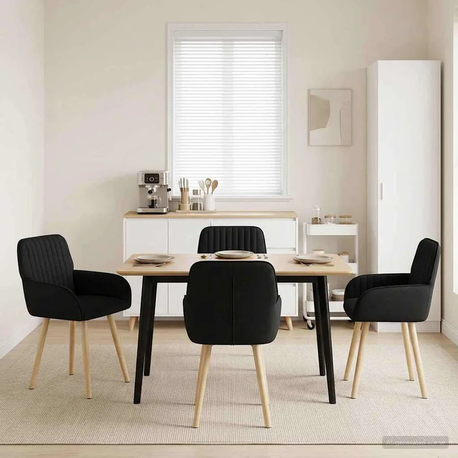 Chaises de salle à manger 4 pcs Tissu Noir 56,5 x 50 x 87,5 cm
