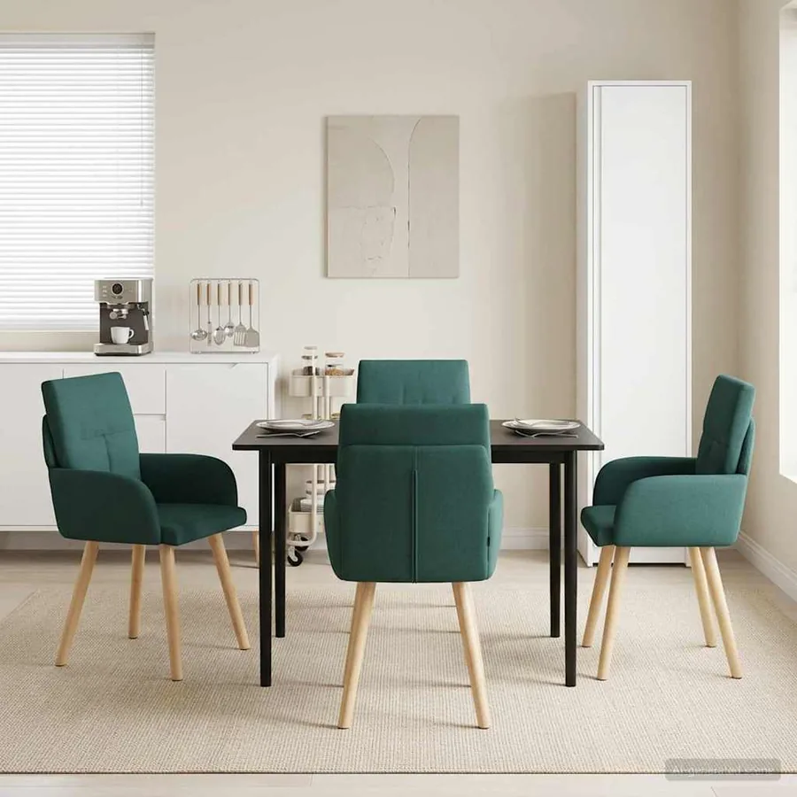 Chaises de salle à manger 4 pcs Tissu Vert foncé
