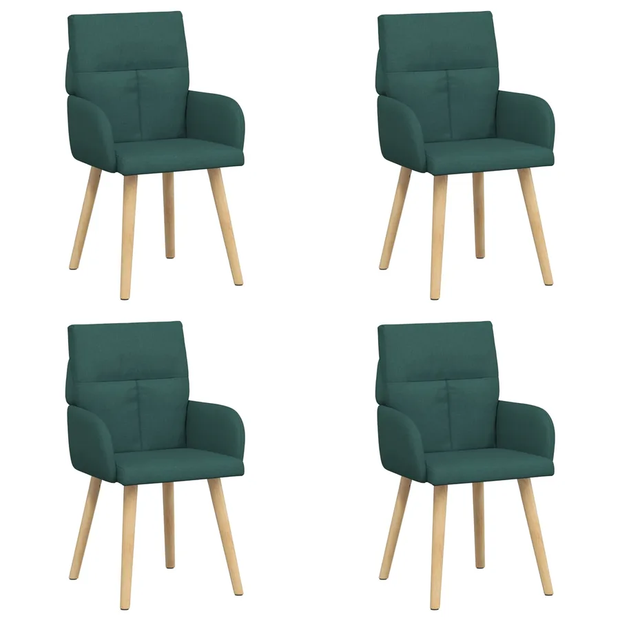 Chaises de salle à manger 4 pcs Tissu Vert foncé - 2