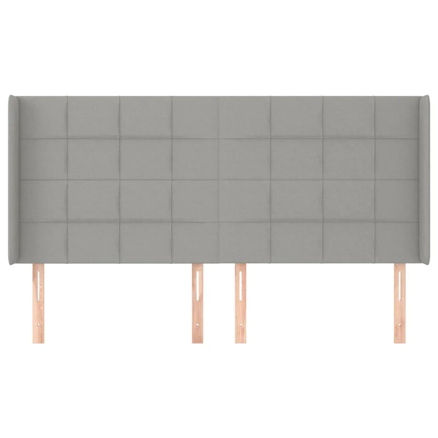 Tête de lit avec oreilles Gris clair 163x16x118/128 cm Tissu - 3