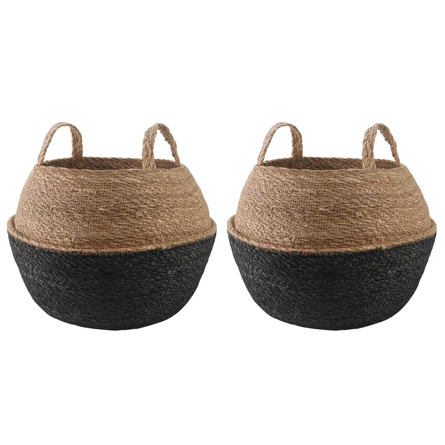 Pot de plante avec poignées 2 pcs Noir Ø 45 x 36 cm