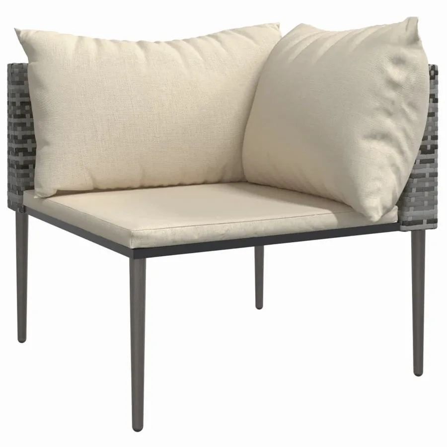 Canapé d'angle de jardin avec coussins gris résine tressée - 2