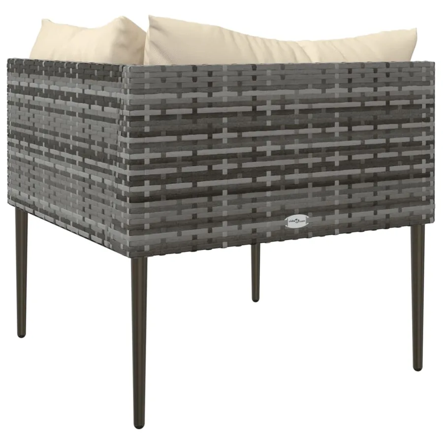 Canapé d'angle de jardin avec coussins gris résine tressée - 5