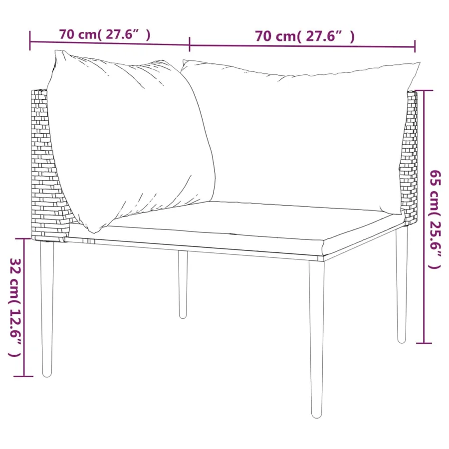 Canapé d'angle de jardin avec coussins gris résine tressée - 8