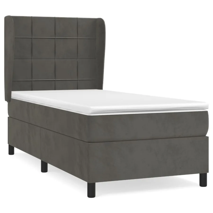 Sommier à lattes de lit et matelas Gris foncé 90x200 cm Velours - 2
