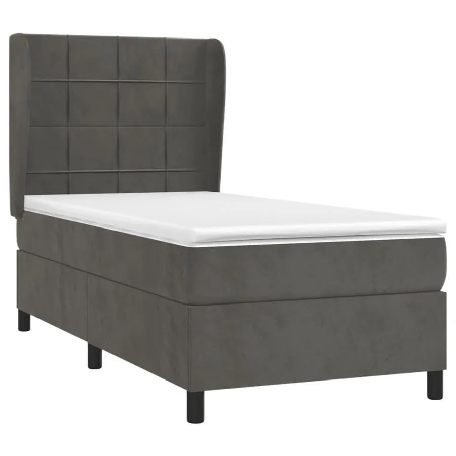 Sommier à lattes de lit et matelas Gris foncé 90x200 cm Velours - 3