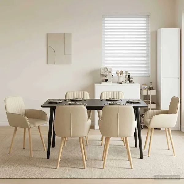 Chaises de salle à manger 6 pcs Tissu Crème 56,5 x 50 x 87,5 cm