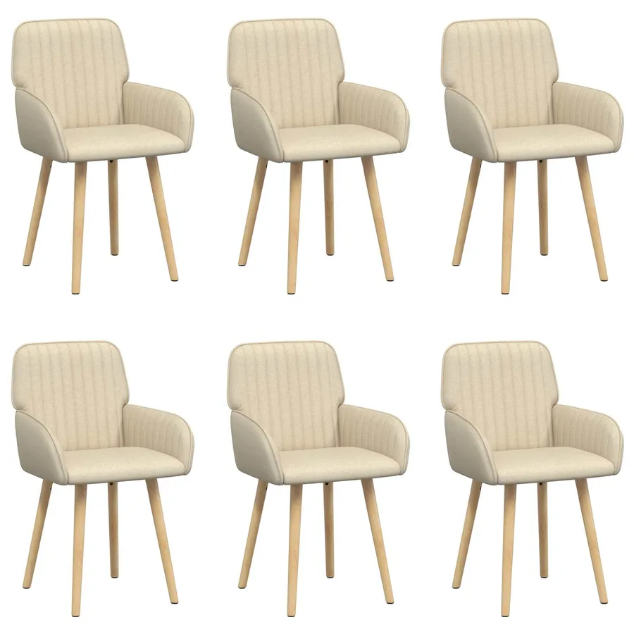 Chaises de salle à manger 6 pcs Tissu Crème 56,5 x 50 x 87,5 cm - 2