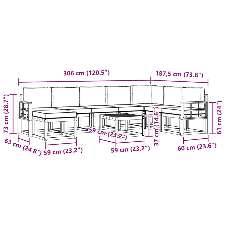 Ensemble de canapés d'extérieur 9 pcs Blanc et anthracite - 8