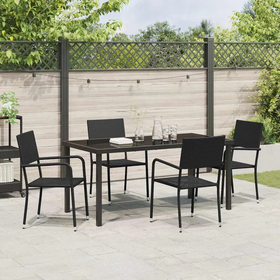 Ensemble de salle à manger pour jardin 5 pcs Noir polyrotin - 4