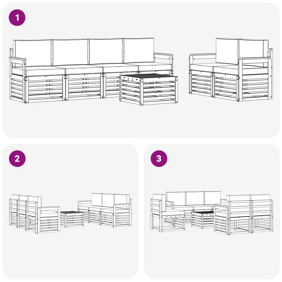 Ensemble de canapés d'extérieur 7 pcs Blanc et anthracite - 6