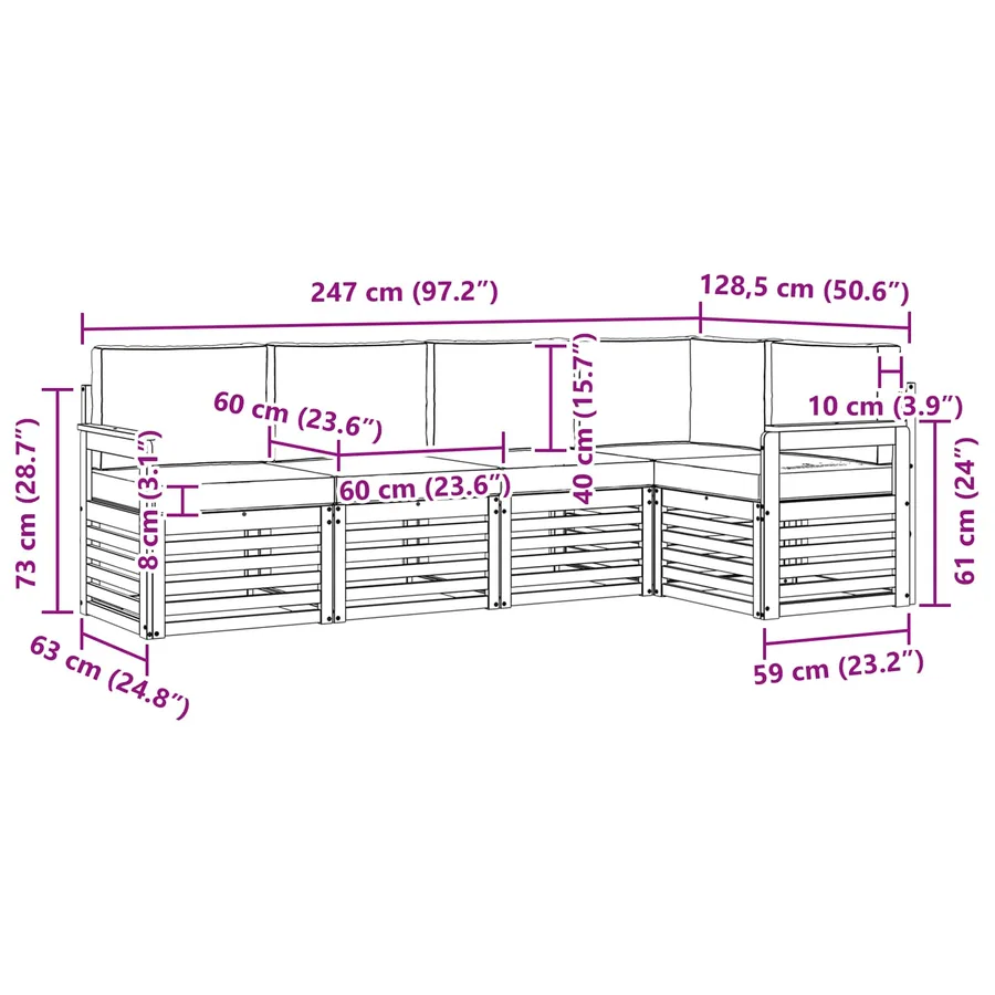 Ensemble de canapés d'extérieur 5 pcs Blanc et anthracite - 8