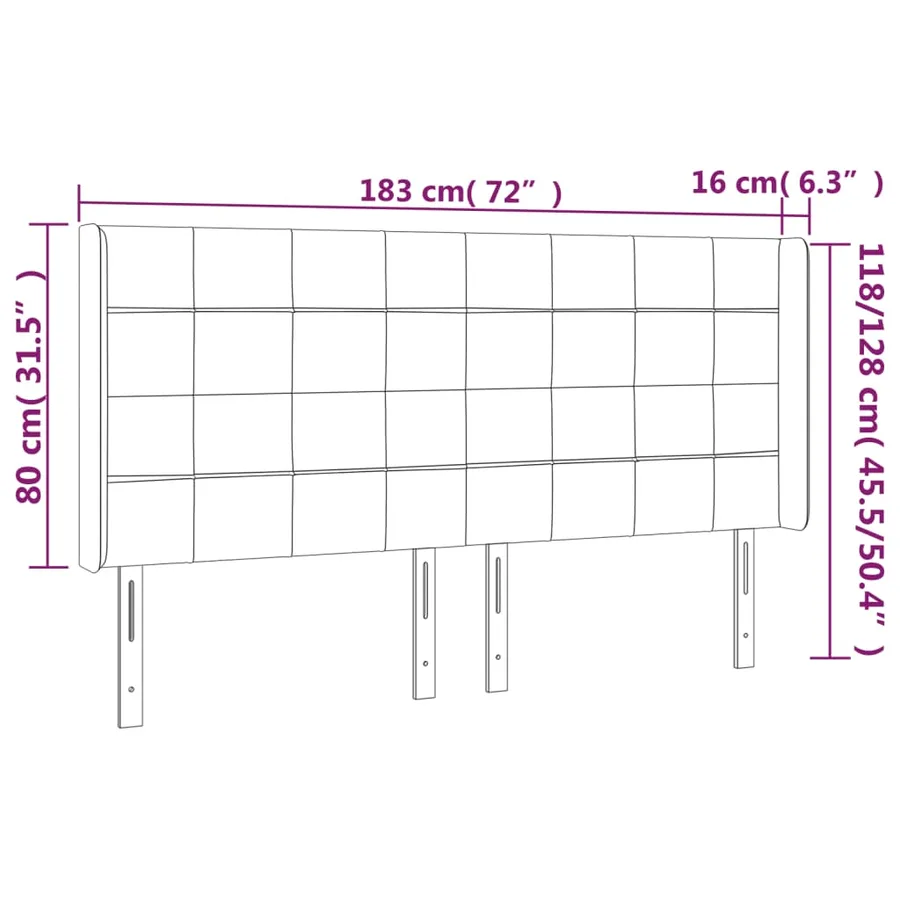 Tête de lit à LED Gris foncé 183x16x118/128 cm Velours - 6