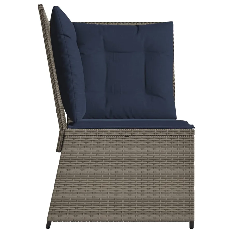 Canapé d'angle de jardin avec coussins gris résine tressée - 5