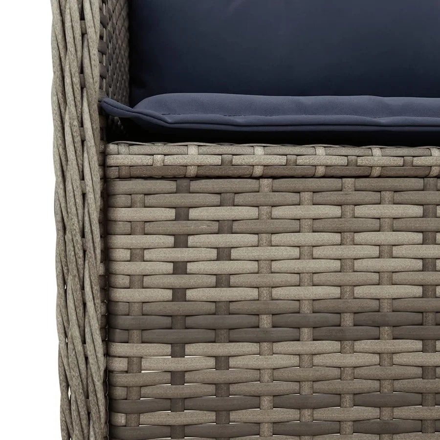 Canapé d'angle de jardin avec coussins gris résine tressée - 7