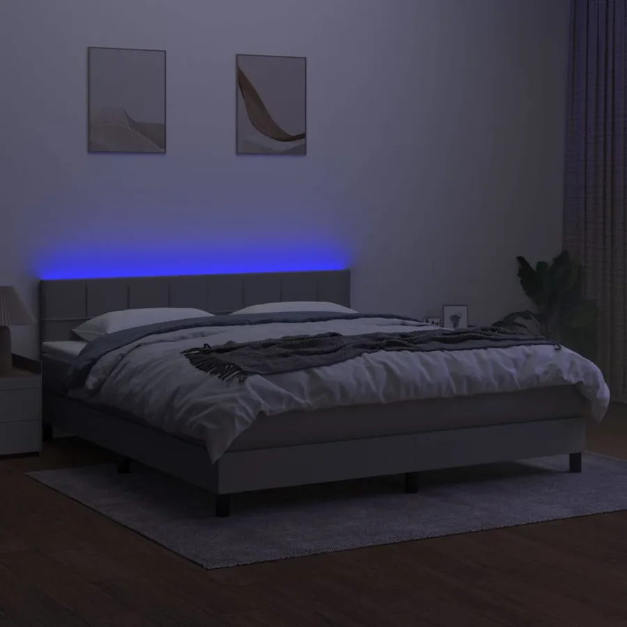 Sommier à lattes de lit matelas LED Gris clair 160x200 cm Tissu - 4