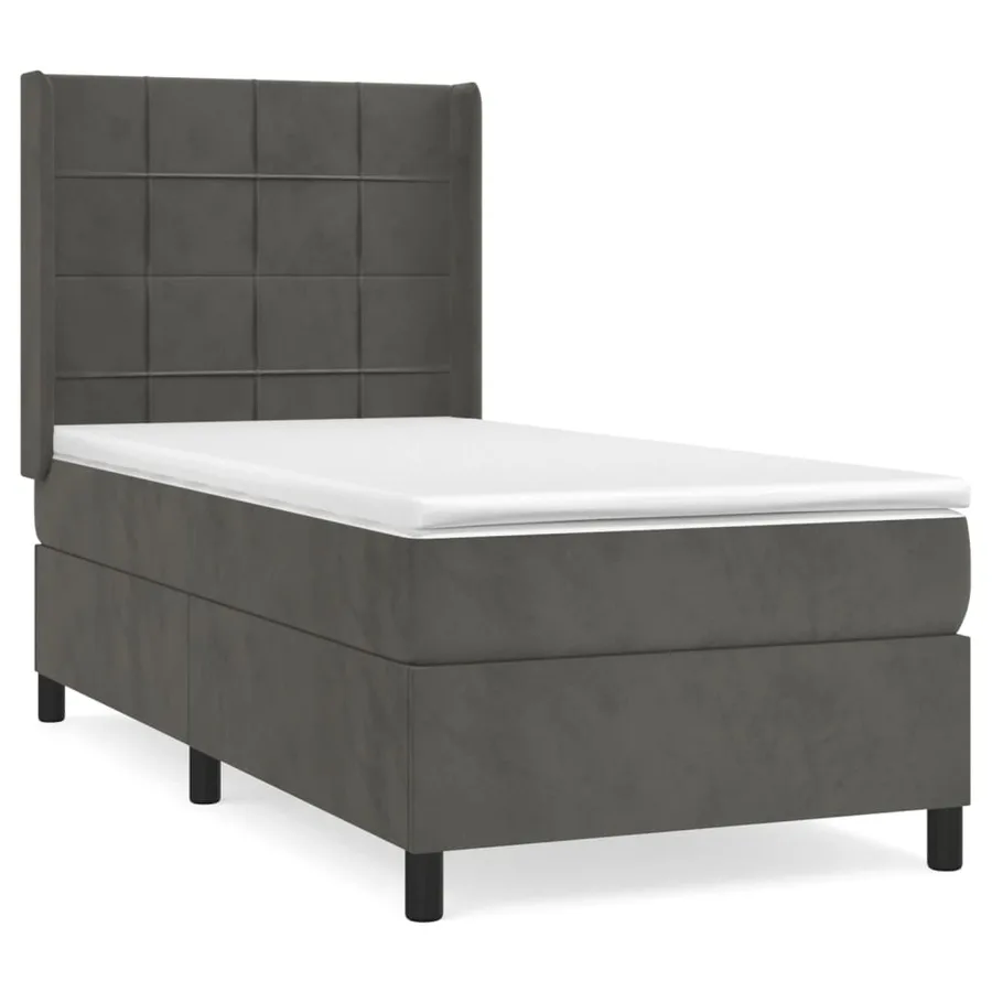 Sommier à lattes de lit et matelas Gris foncé 90x190 cm Velours - 2
