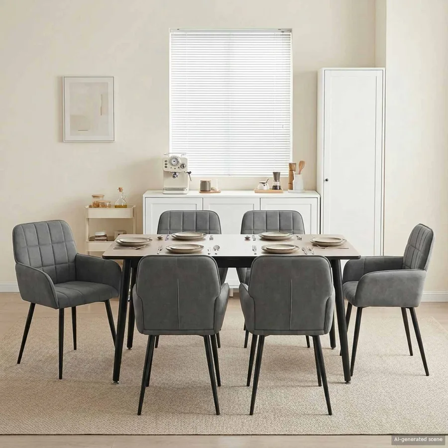 Chaises de salle à manger 6 pcs Velours Gris foncé