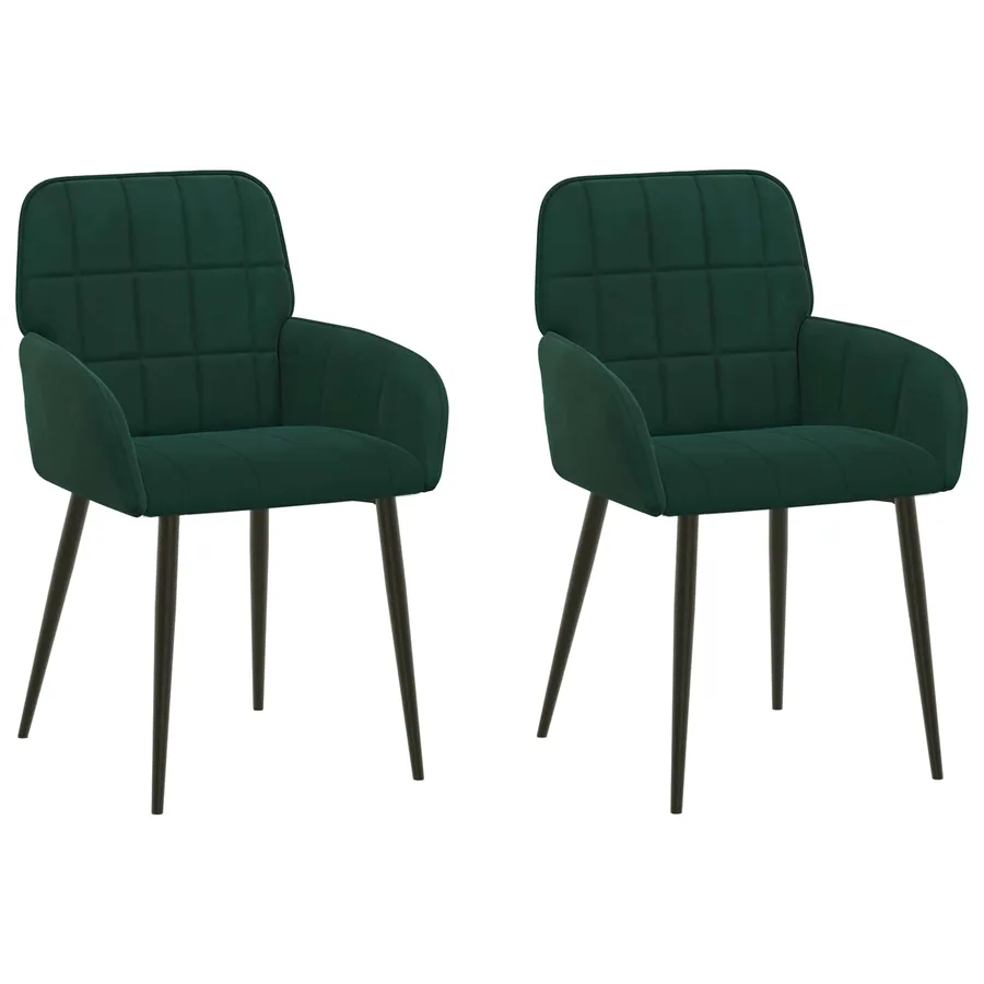 Chaises de salle à manger 2 pcs Velours Vert foncé - 2