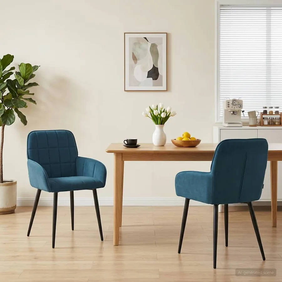 Chaises de salle à manger 2 pcs Velours Bleu 57 x 50 x 85 cm