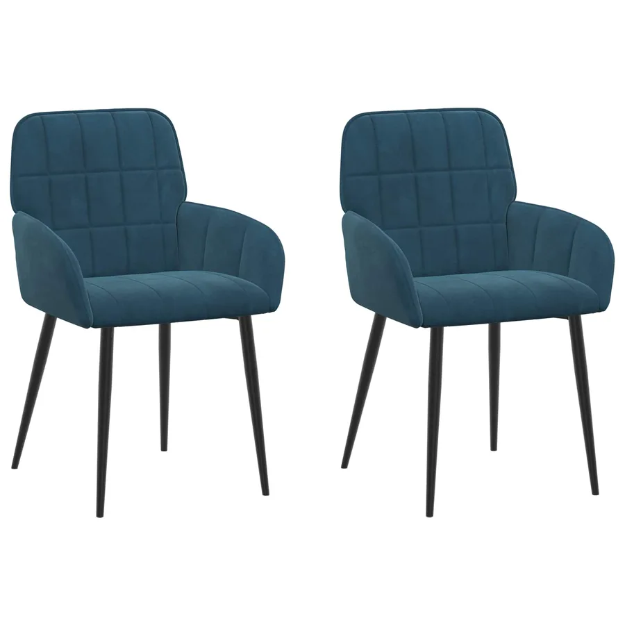 Chaises de salle à manger 2 pcs Velours Bleu 57 x 50 x 85 cm - 2