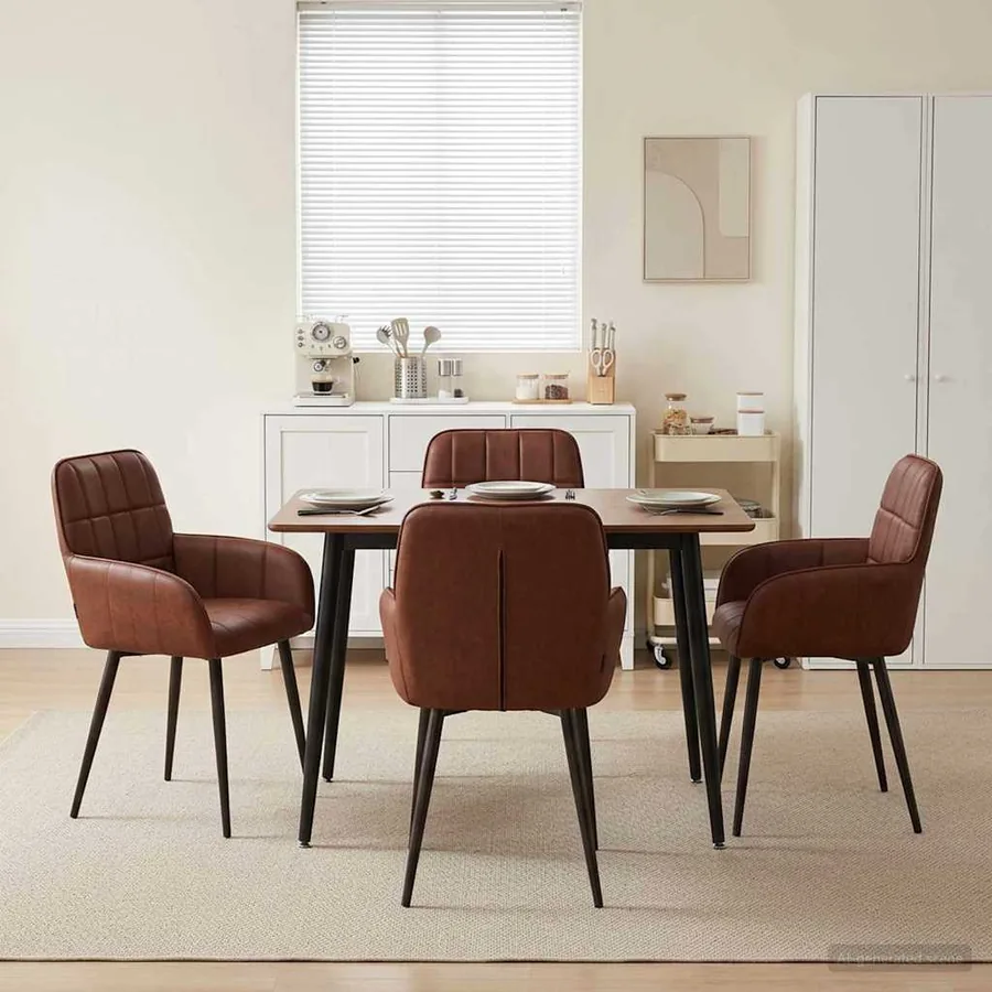 Chaises de salle à manger 4 pcs Simili cuir Brun Brillant