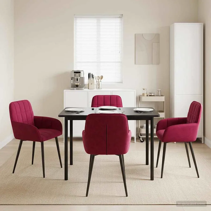 Chaises de salle à manger 4 pcs Velours Bordeaux
