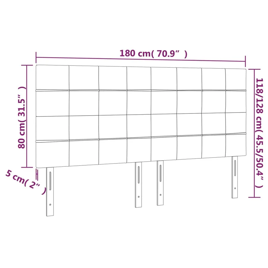Tête de lit à LED Gris foncé 180x5x118/128 cm Velours - 6