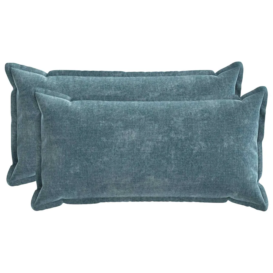 Housse de coussin 2 pcs HOUTEN Bleu 40 x 80 cm Tissu Chenille