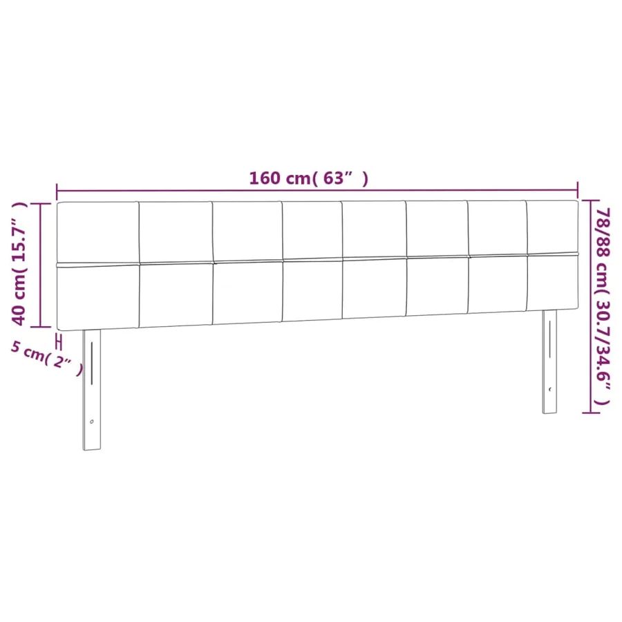 Tête de lit à LED Gris clair 160x5x78/88 cm Tissu - 6
