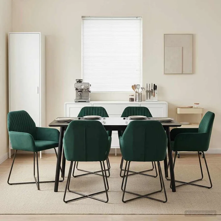 Chaises de salle à manger 4 pcs Velours Vert foncé