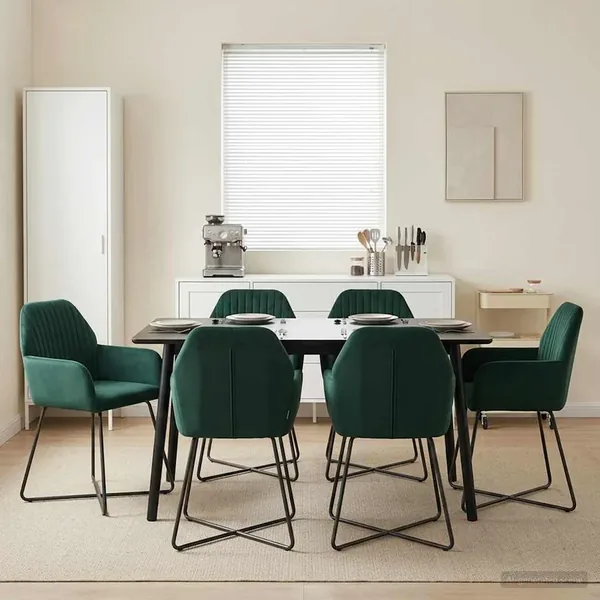 Chaises de salle à manger 4 pcs Velours Vert foncé