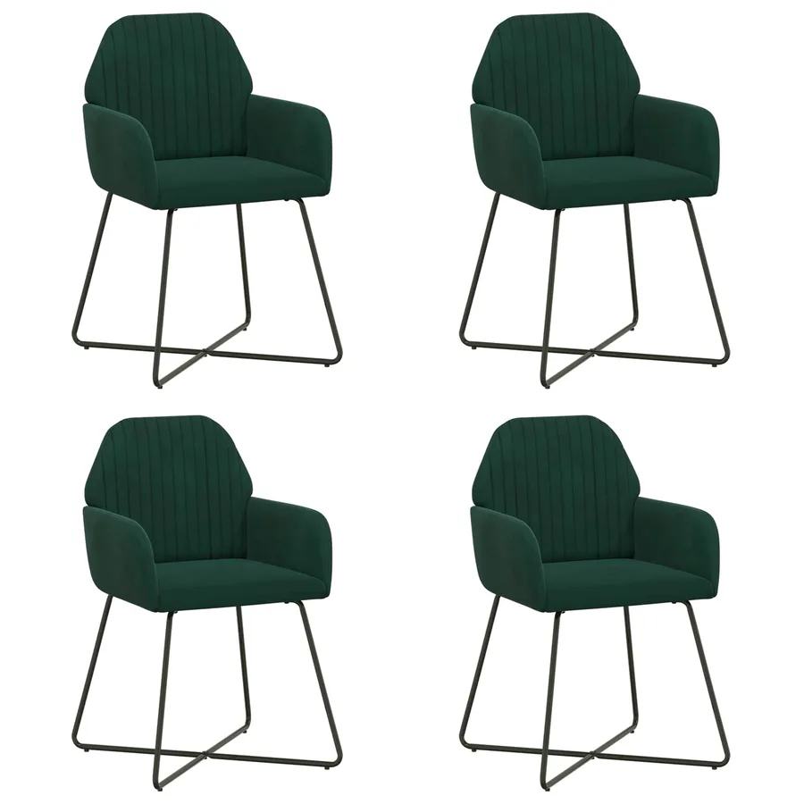 Chaises de salle à manger 4 pcs Velours Vert foncé - 2