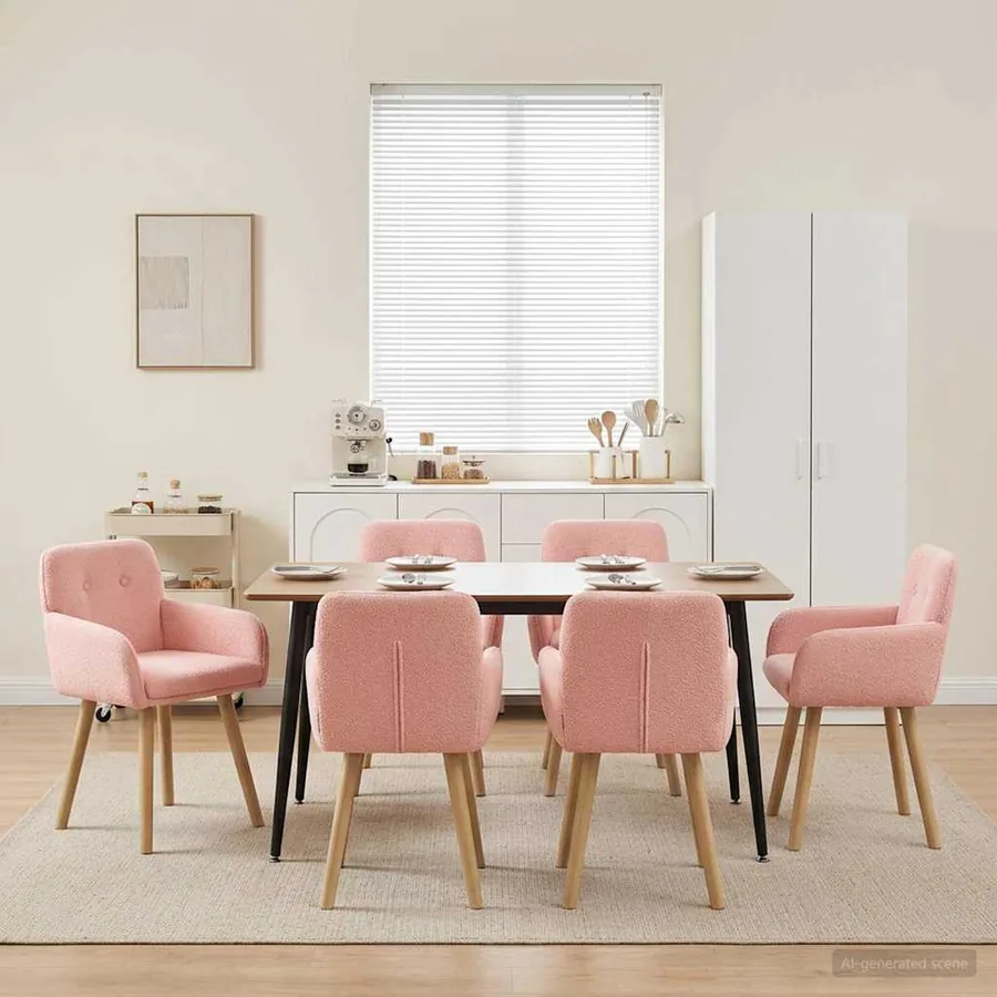 Chaises de salle à manger 6 pcs Bouclé Rose 59 x 57 x 85 cm