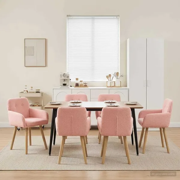 Chaises de salle à manger 6 pcs Bouclé Rose 59 x 57 x 85 cm