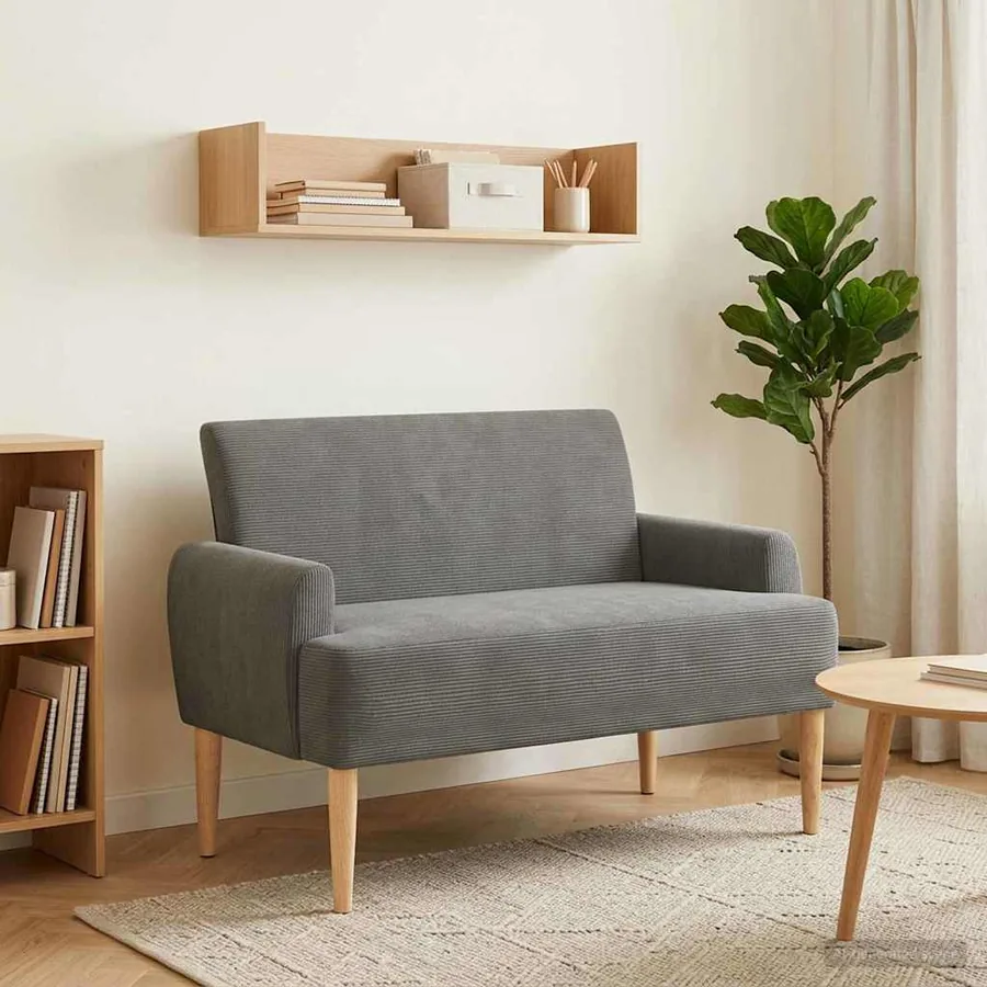 Canapé love seat avec capitonnage en boutons Gris foncé