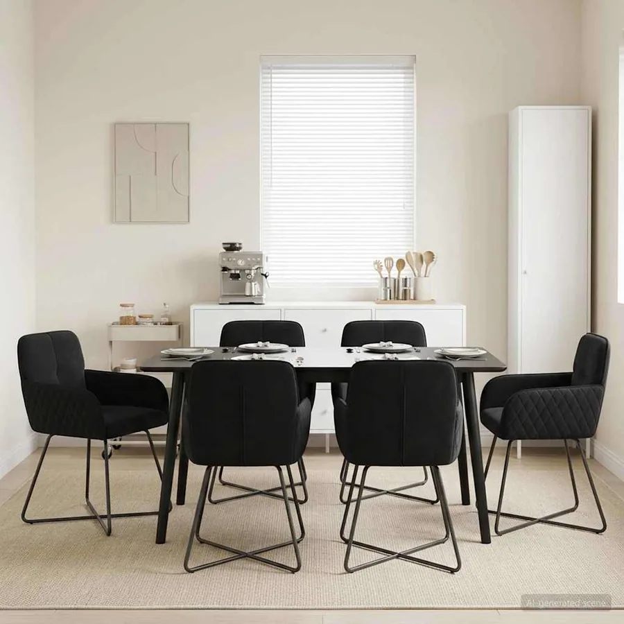 Chaises de salle à manger 6 pcs Velours Noir 59 x 56,5 x 86 cm