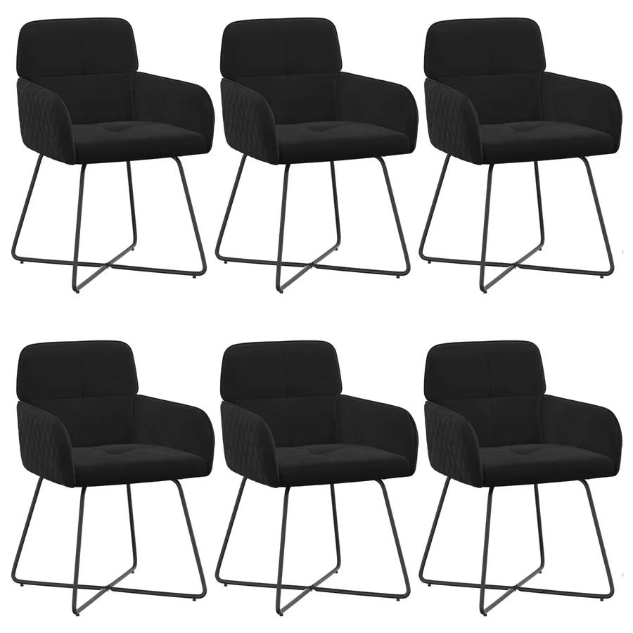 Chaises de salle à manger 6 pcs Velours Noir 59 x 56,5 x 86 cm - 2