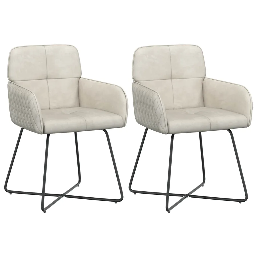 Chaises de salle à manger 2 pcs Velours Crème 59 x 56,5 x 86 cm - 2