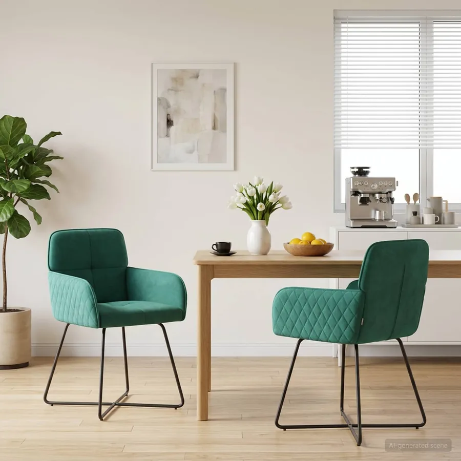 Chaises de salle à manger 2 pcs Velours Turquoise