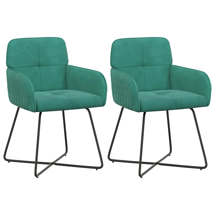Chaises de salle à manger 2 pcs Velours Turquoise - 2