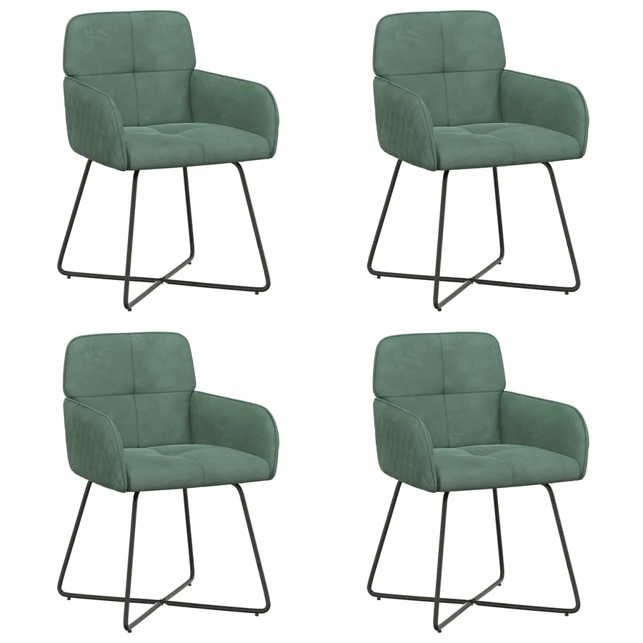 Chaises de salle à manger 4 pcs Velours Vert Mer - 2