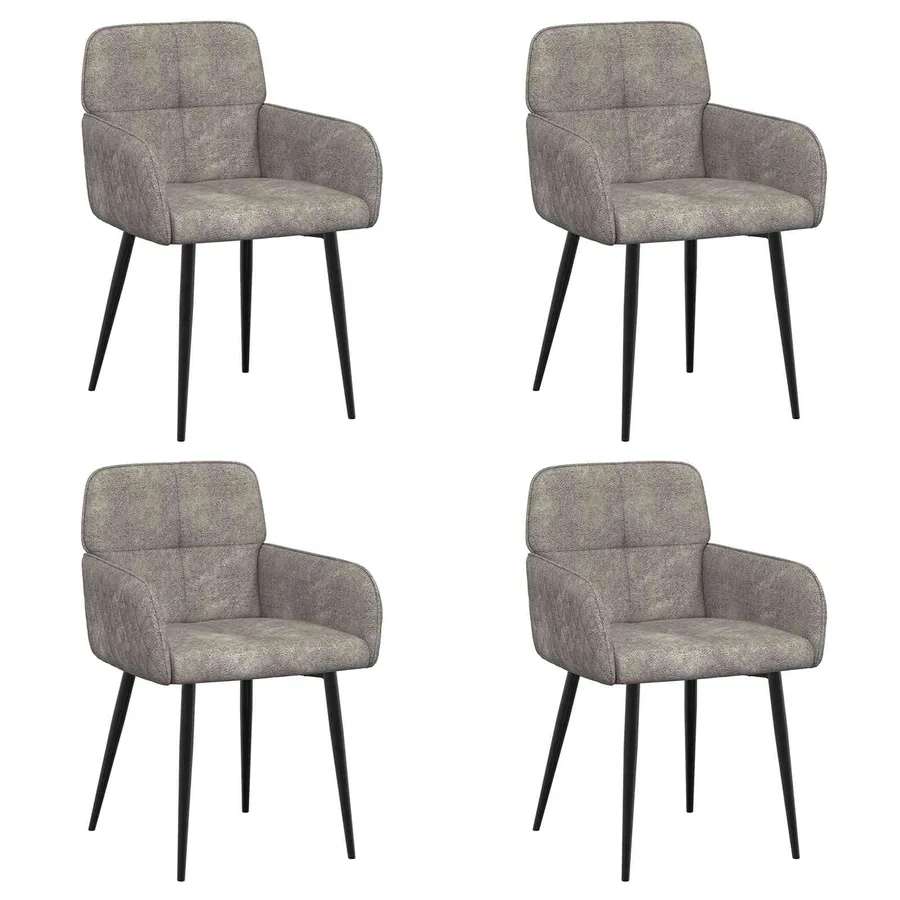 Chaises de salle à manger 4 pcs Simili daim Gris clair - 2