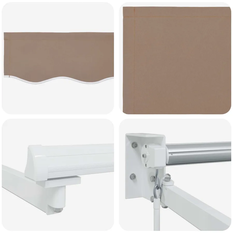 Auvent rétractable Taupe 5 x 3 m 100% Polyester et Aluminium - 4